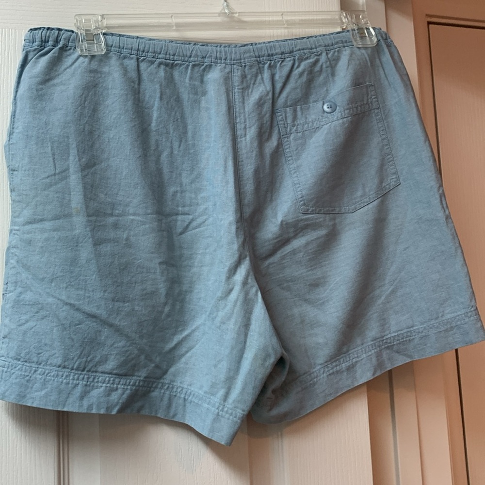 Chambray Shorts W Button Zip Pull String Front Cl… - image 2